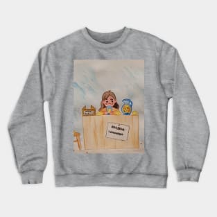 First job: Lemon juice take away  - watercolour drawing Crewneck Sweatshirt